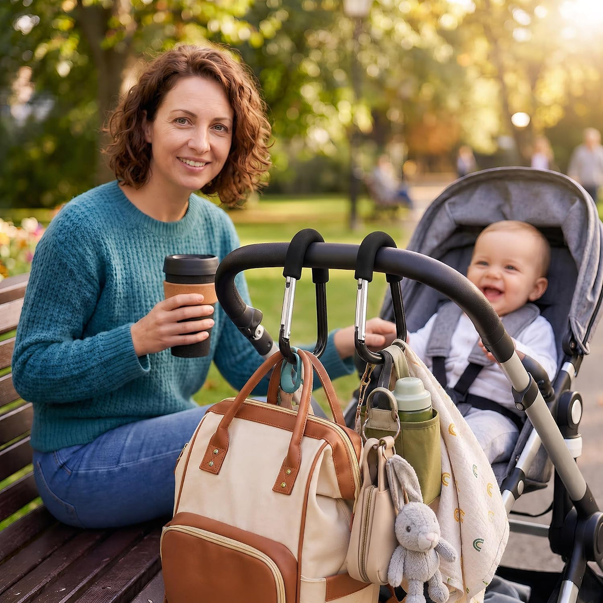 6.5-Inch Stroller Hooks for Bags, Large Aluminum Clips, 2-Pack