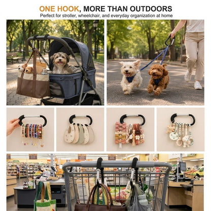 6.5-Inch Stroller Hooks for Bags, Large Aluminum Clips, 2-Pack