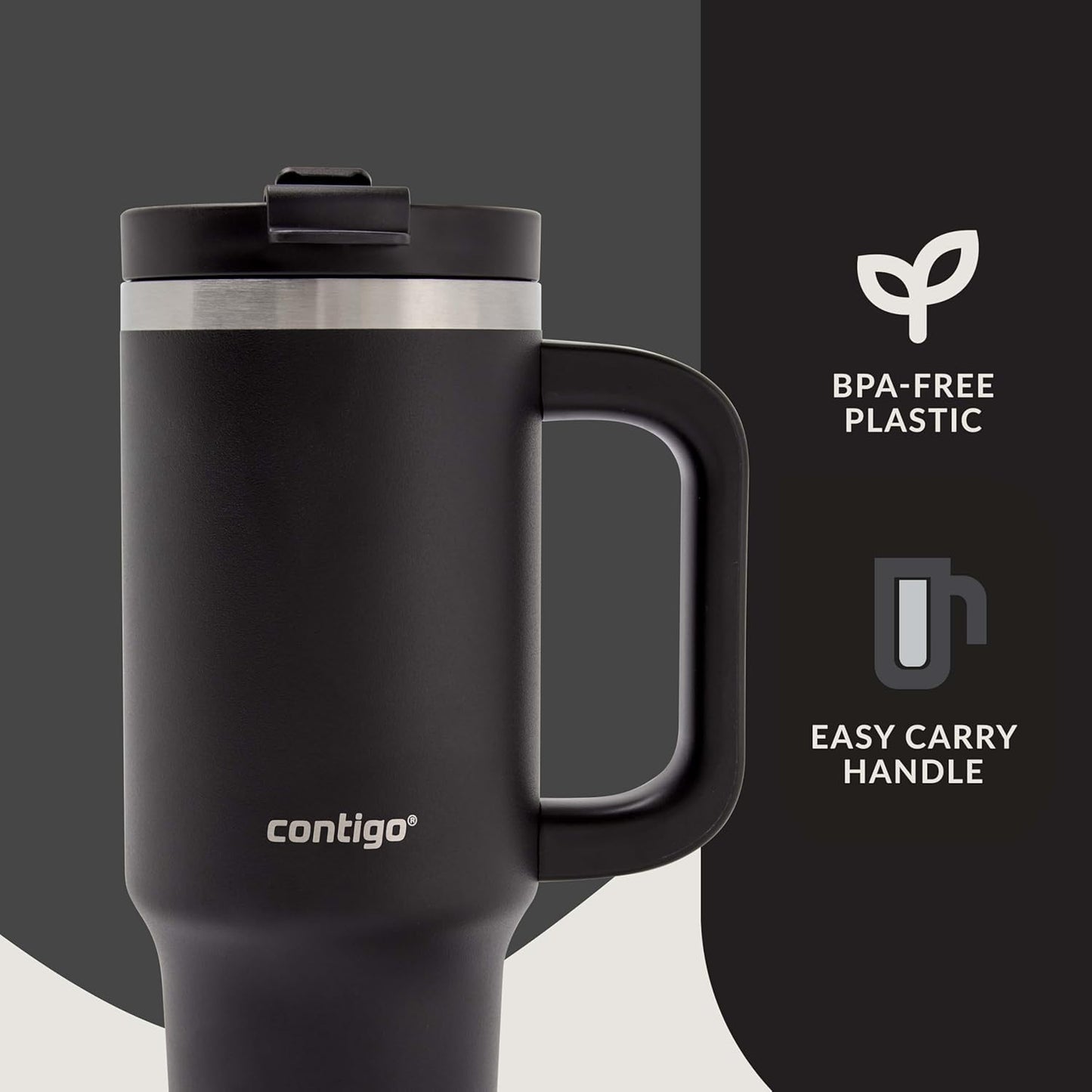 Streeterville 30oz Tumbler, Stainless Steel Vacuum Insulated, Leak-Proof, Cold for 29 Hours, Fits in cupholders, Licorice