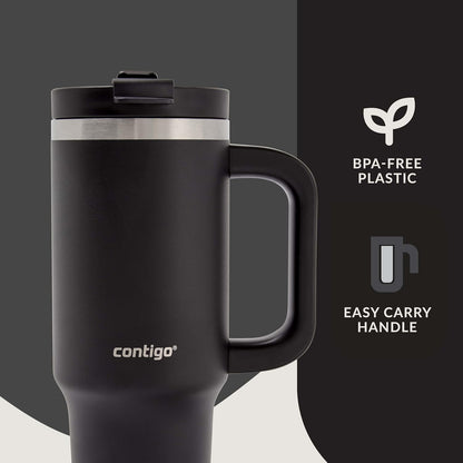 Streeterville 30oz Tumbler, Stainless Steel Vacuum Insulated, Leak-Proof, Cold for 29 Hours, Fits in cupholders, Licorice