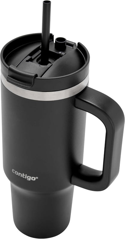 Streeterville 30oz Tumbler, Stainless Steel Vacuum Insulated, Leak-Proof, Cold for 29 Hours, Fits in cupholders, Licorice