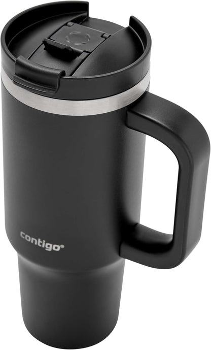 Streeterville 30oz Tumbler, Stainless Steel Vacuum Insulated, Leak-Proof, Cold for 29 Hours, Fits in cupholders, Licorice