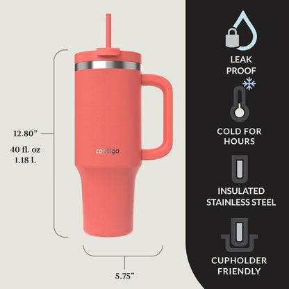 Streeterville 30oz Tumbler, Stainless Steel Vacuum Insulated, Leak-Proof, Cold for 29 Hours, Fits in cupholders, Licorice