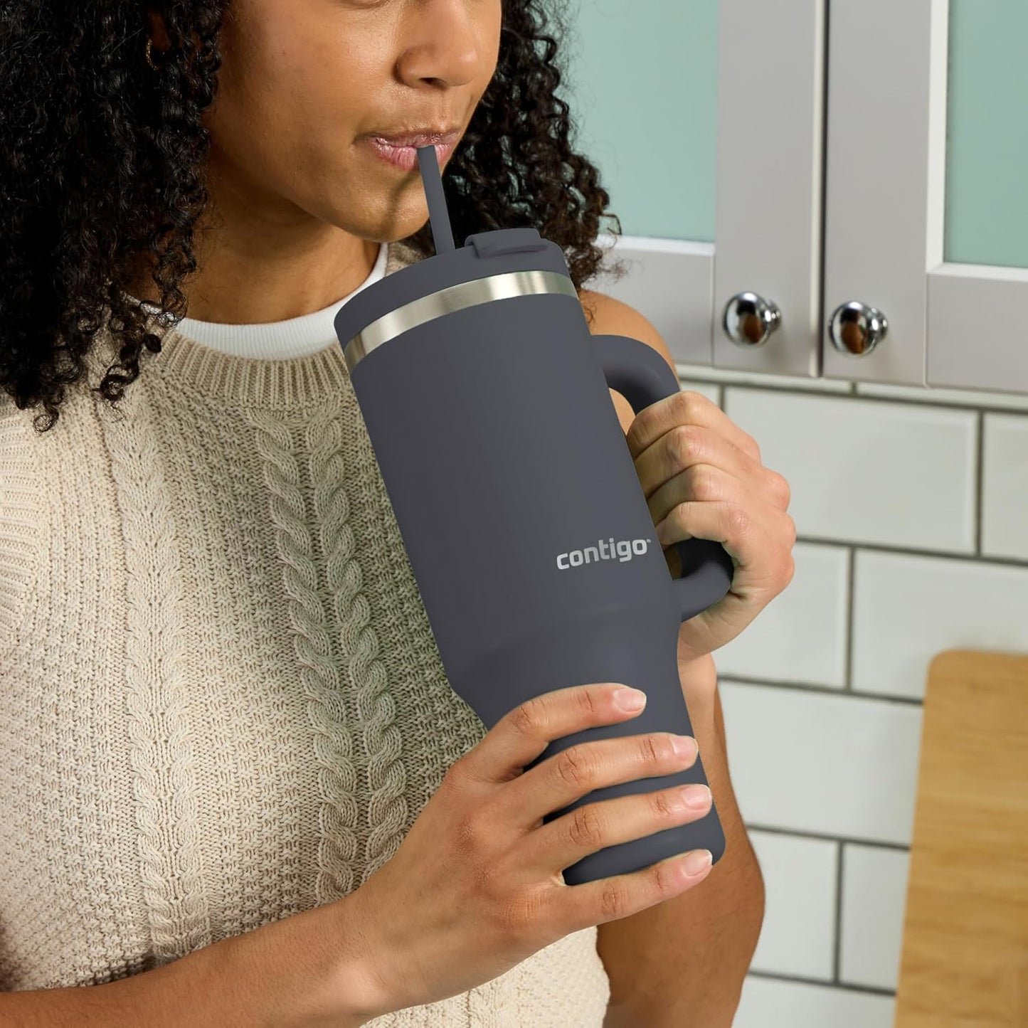 Streeterville 30oz Tumbler, Stainless Steel Vacuum Insulated, Leak-Proof, Cold for 29 Hours, Fits in cupholders, Licorice