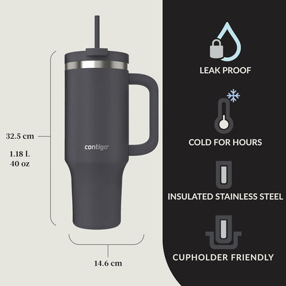 Streeterville 30oz Tumbler, Stainless Steel Vacuum Insulated, Leak-Proof, Cold for 29 Hours, Fits in cupholders, Licorice