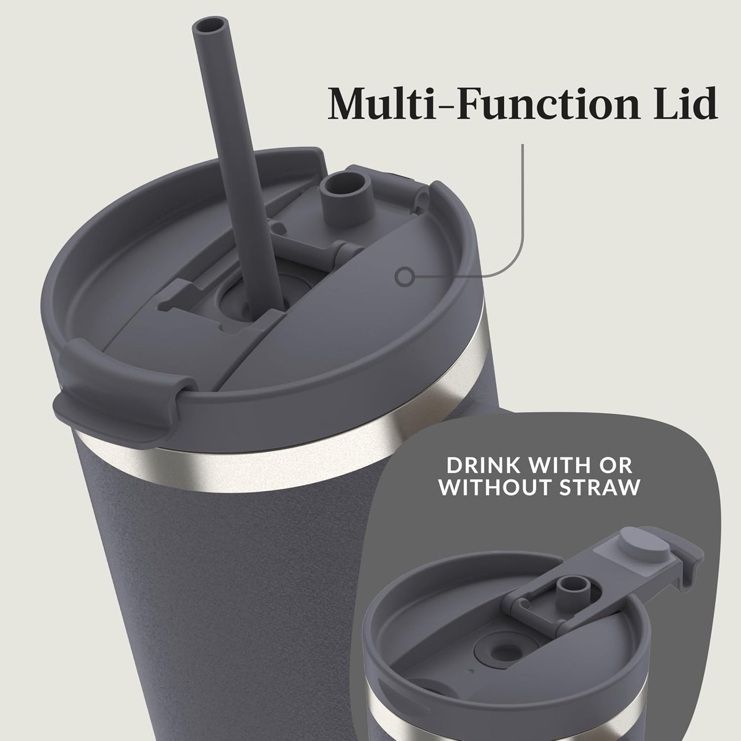 Streeterville 30oz Tumbler, Stainless Steel Vacuum Insulated, Leak-Proof, Cold for 29 Hours, Fits in cupholders, Licorice