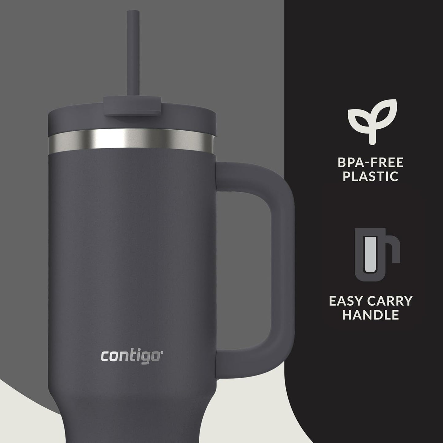 Streeterville 30oz Tumbler, Stainless Steel Vacuum Insulated, Leak-Proof, Cold for 29 Hours, Fits in cupholders, Licorice
