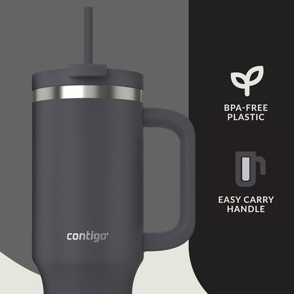 Streeterville 30oz Tumbler, Stainless Steel Vacuum Insulated, Leak-Proof, Cold for 29 Hours, Fits in cupholders, Licorice