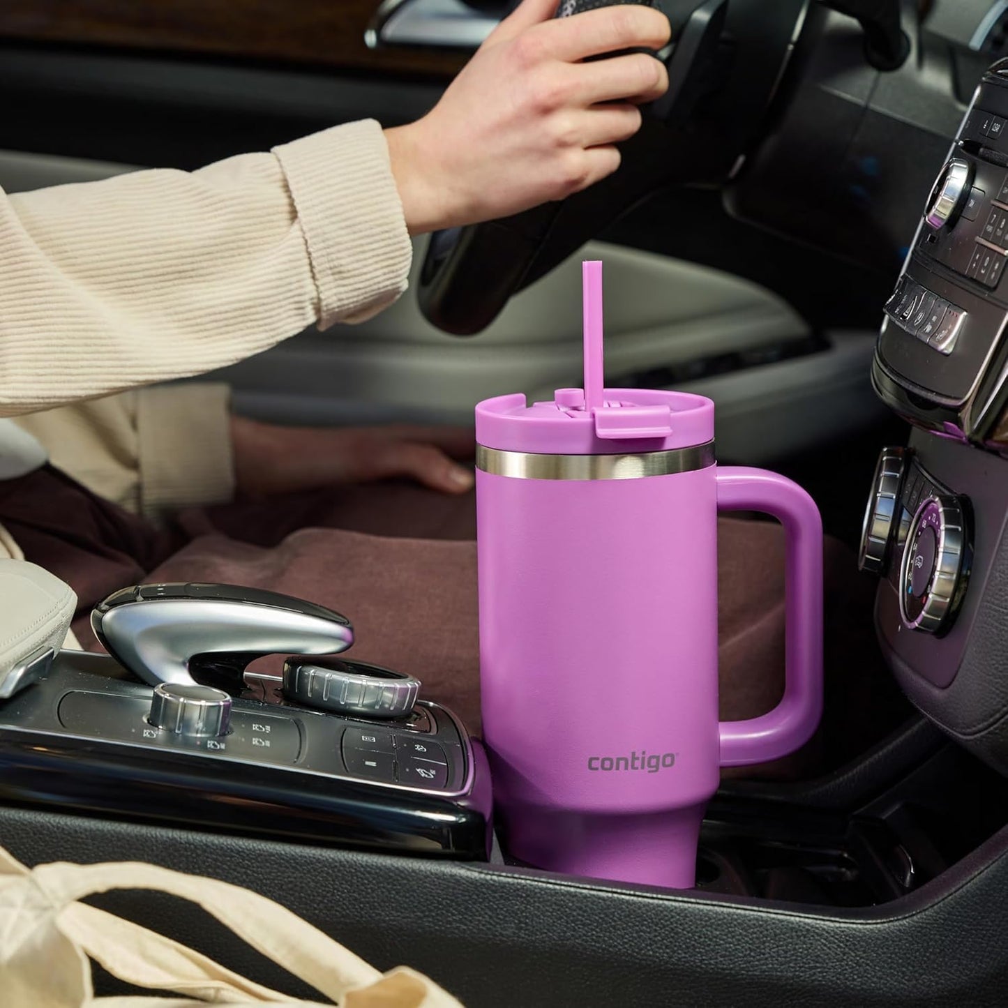 Streeterville 30oz Tumbler, Stainless Steel Vacuum Insulated, Leak-Proof, Cold for 29 Hours, Fits in cupholders, Licorice
