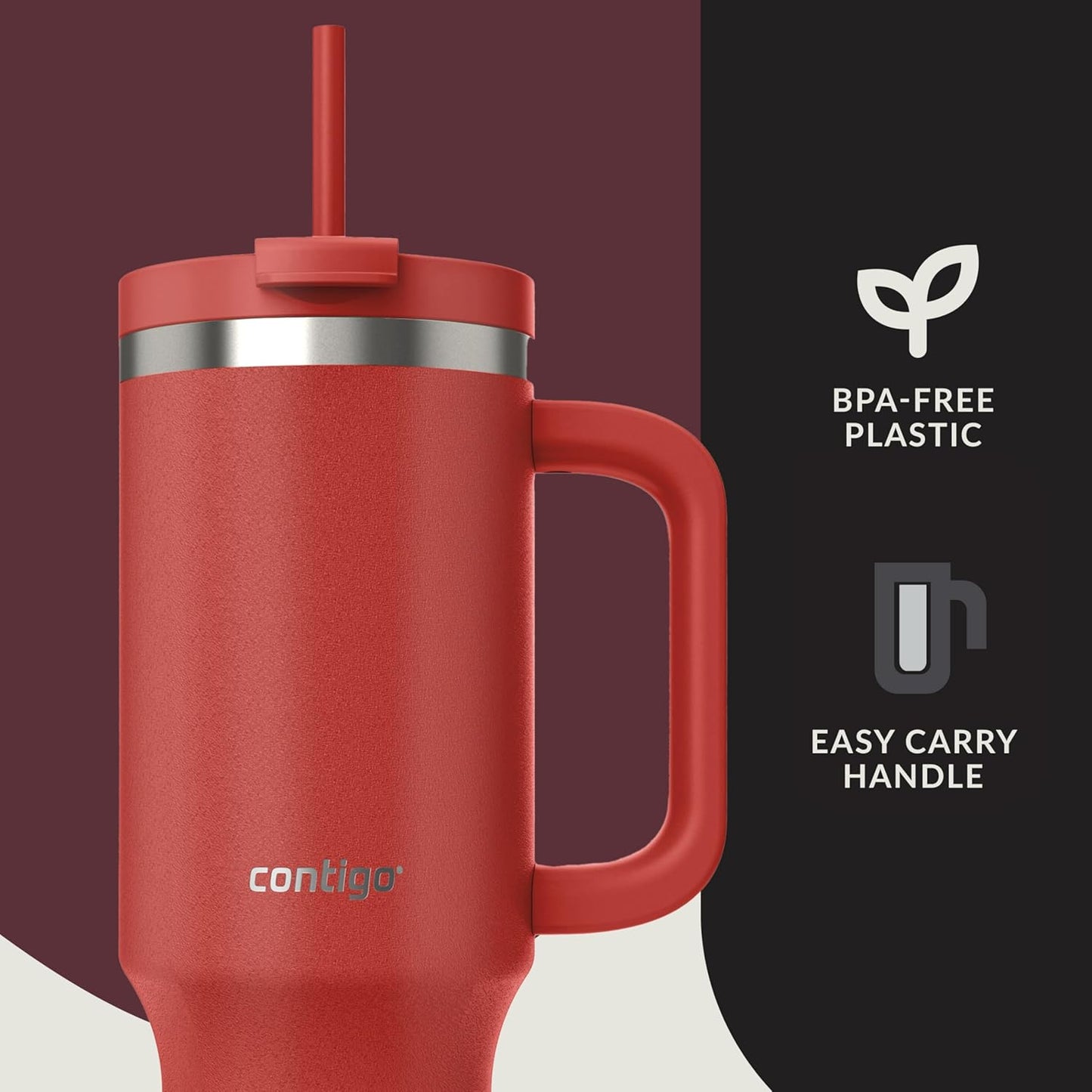 Streeterville 30oz Tumbler, Stainless Steel Vacuum Insulated, Leak-Proof, Cold for 29 Hours, Fits in cupholders, Licorice
