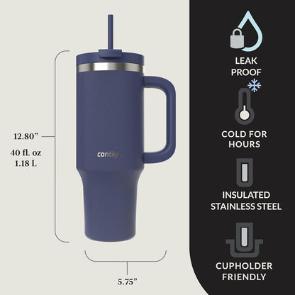Streeterville 30oz Tumbler, Stainless Steel Vacuum Insulated, Leak-Proof, Cold for 29 Hours, Fits in cupholders, Licorice