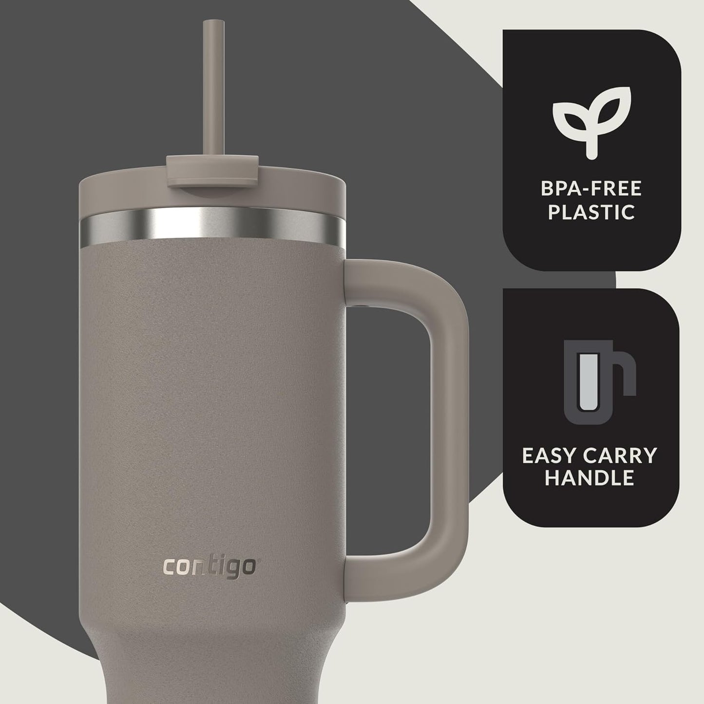 Streeterville 30oz Tumbler, Stainless Steel Vacuum Insulated, Leak-Proof, Cold for 29 Hours, Fits in cupholders, Licorice