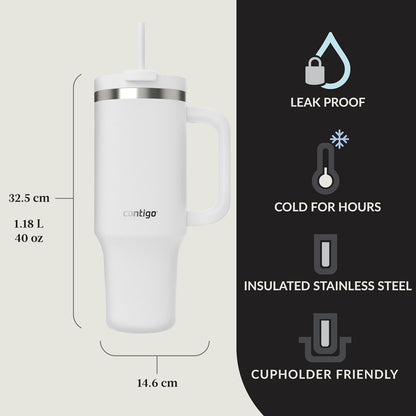 Streeterville 30oz Tumbler, Stainless Steel Vacuum Insulated, Leak-Proof, Cold for 29 Hours, Fits in cupholders, Licorice
