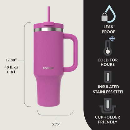 Streeterville 30oz Tumbler, Stainless Steel Vacuum Insulated, Leak-Proof, Cold for 29 Hours, Fits in cupholders, Licorice