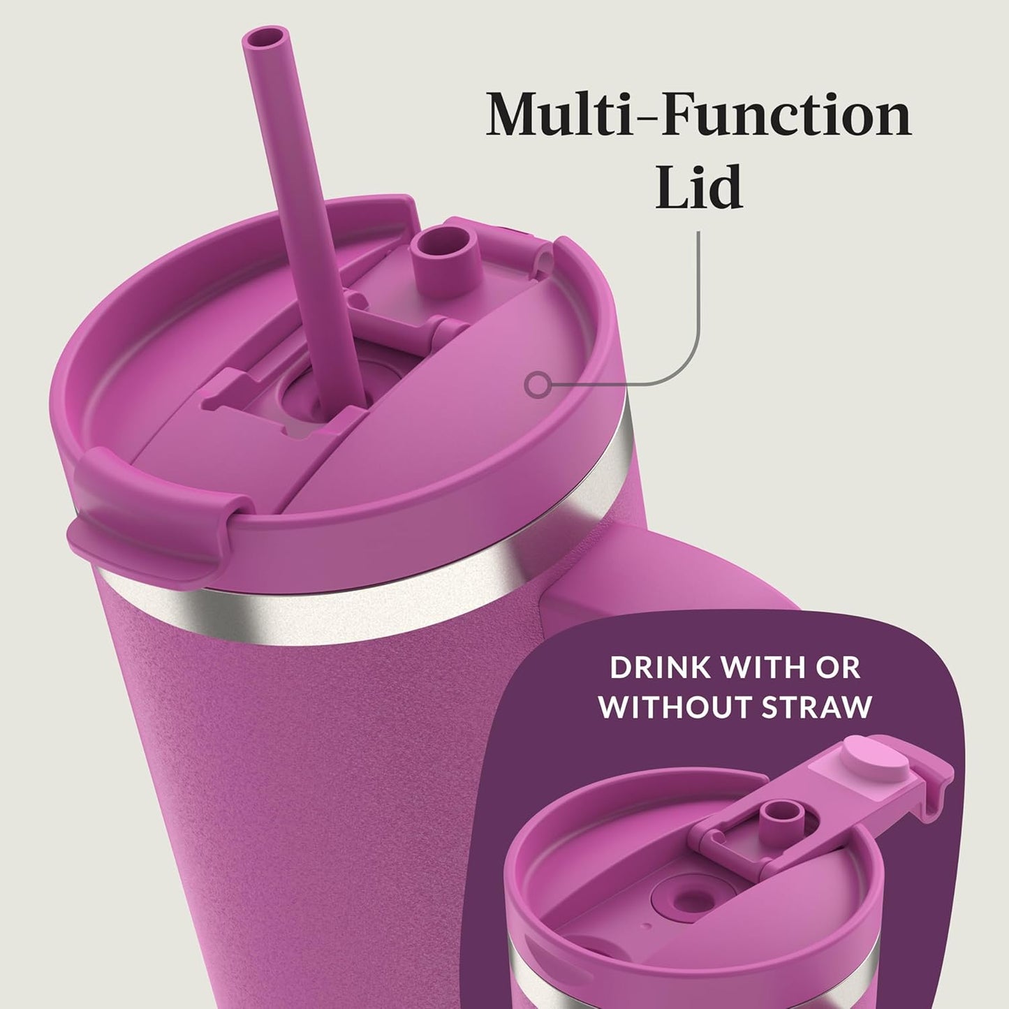 Streeterville 30oz Tumbler, Stainless Steel Vacuum Insulated, Leak-Proof, Cold for 29 Hours, Fits in cupholders, Licorice