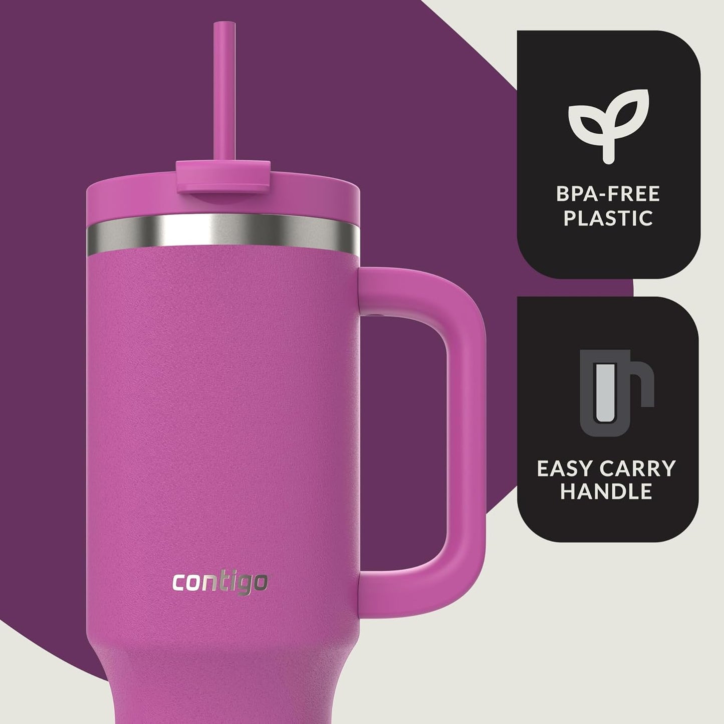 Streeterville 30oz Tumbler, Stainless Steel Vacuum Insulated, Leak-Proof, Cold for 29 Hours, Fits in cupholders, Licorice