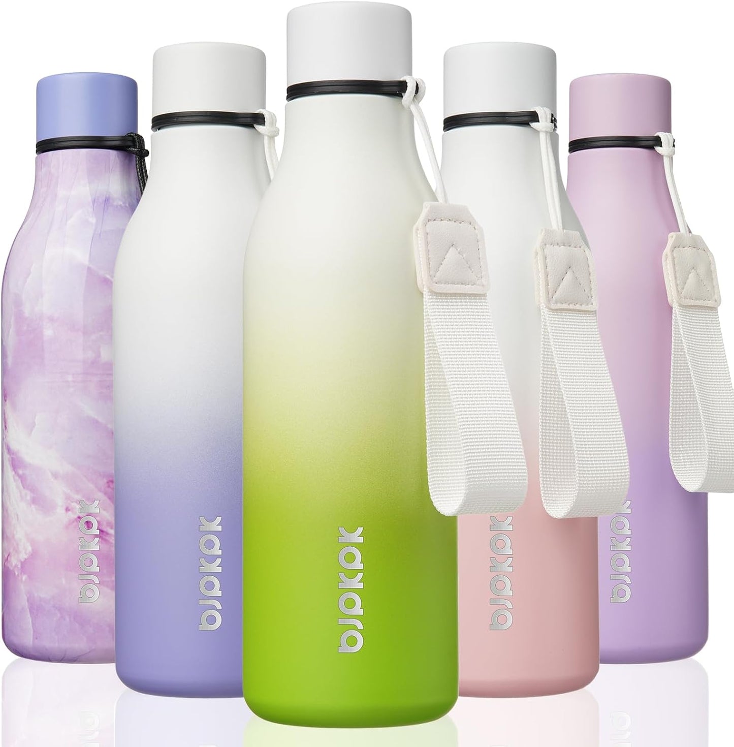 18oz Insulated Water Bottle, Stainless Steel Bottle with Carry Strap | Keep Cold & Hot Vacuum Insulation, Leak-Proof BPA-Free Design, Slim Bottle Fits Most Cup Holders for Gym, Office & Travel - Colors B