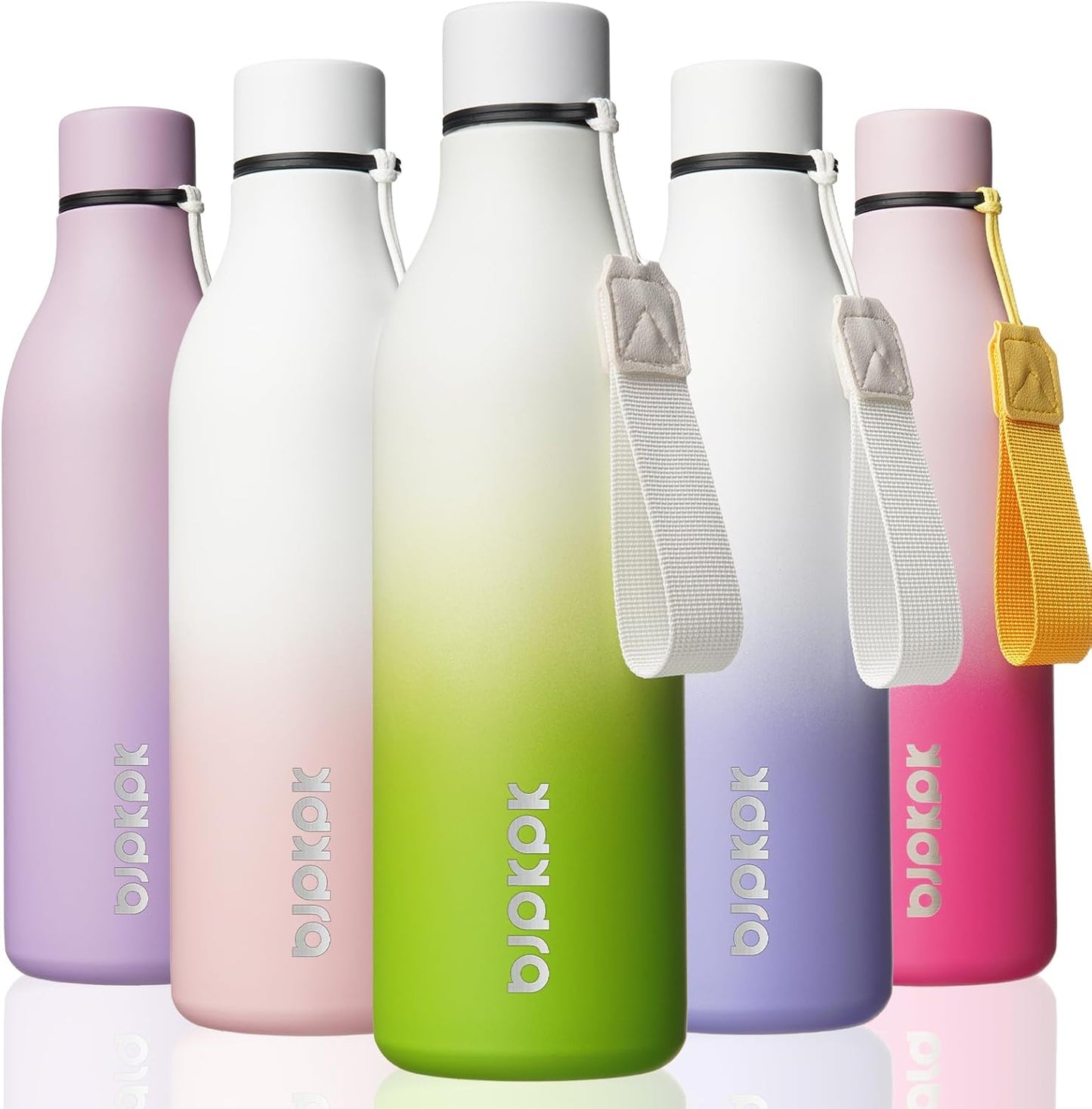 18oz Insulated Water Bottle, Stainless Steel Bottle with Carry Strap | Keep Cold & Hot Vacuum Insulation, Leak-Proof BPA-Free Design, Slim Bottle Fits Most Cup Holders for Gym, Office & Travel - Colors B