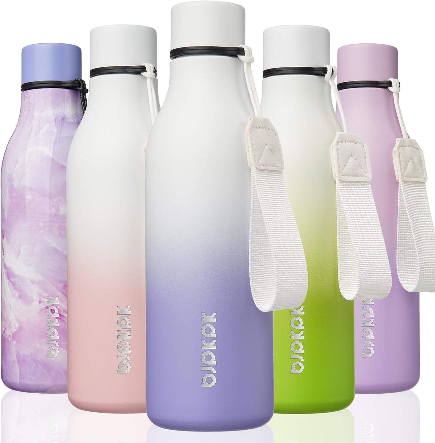 18oz Insulated Water Bottle, Stainless Steel Bottle with Carry Strap | Keep Cold & Hot Vacuum Insulation, Leak-Proof BPA-Free Design, Slim Bottle Fits Most Cup Holders for Gym, Office & Travel - Colors B