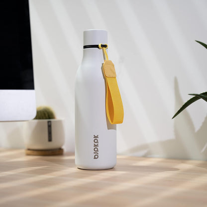 18oz Insulated Water Bottle, Stainless Steel Bottle with Carry Strap | Keep Cold & Hot Vacuum Insulation, Leak-Proof BPA-Free Design, Slim Bottle Fits Most Cup Holders for Gym, Office & Travel - Colors B