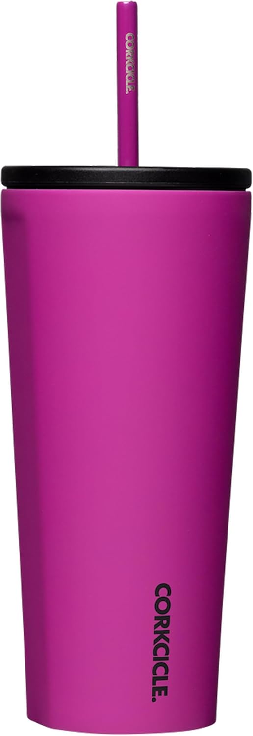 Cold Cup Insulated Tumbler - Stainless Steel Tumbler with Lid and Straw, Triple Insulated for Hot and Cold Drinks, Cupholder Friendly, BPA-Free - 24oz - Black Bows