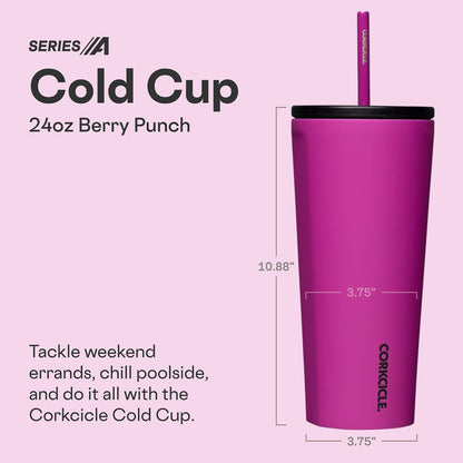 Cold Cup Insulated Tumbler - Stainless Steel Tumbler with Lid and Straw, Triple Insulated for Hot and Cold Drinks, Cupholder Friendly, BPA-Free - 24oz - Black Bows