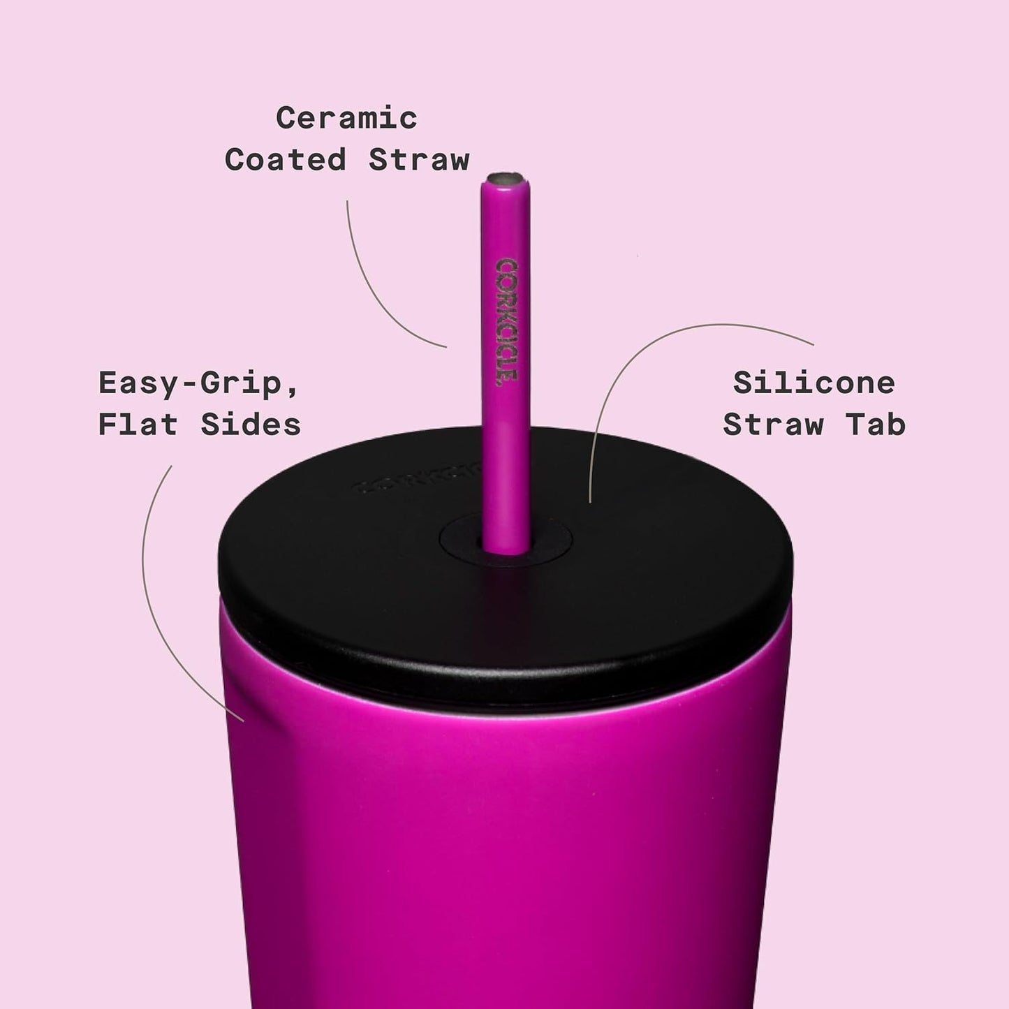 Cold Cup Insulated Tumbler - Stainless Steel Tumbler with Lid and Straw, Triple Insulated for Hot and Cold Drinks, Cupholder Friendly, BPA-Free - 24oz - Black Bows