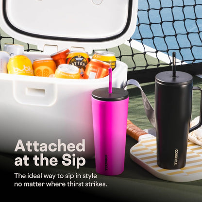 Cold Cup Insulated Tumbler - Stainless Steel Tumbler with Lid and Straw, Triple Insulated for Hot and Cold Drinks, Cupholder Friendly, BPA-Free - 24oz - Black Bows