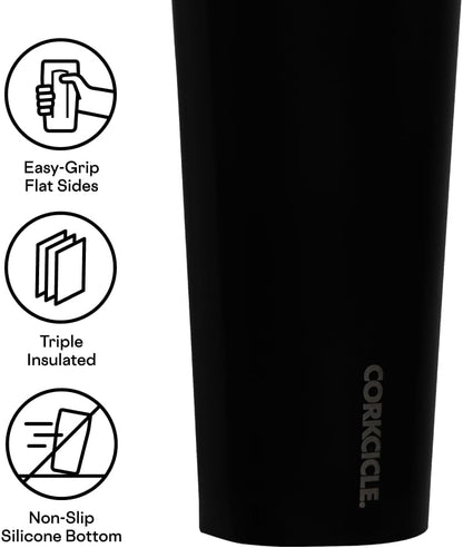 Cold Cup Insulated Tumbler - Stainless Steel Tumbler with Lid and Straw, Triple Insulated for Hot and Cold Drinks, Cupholder Friendly, BPA-Free - 24oz - Black Bows