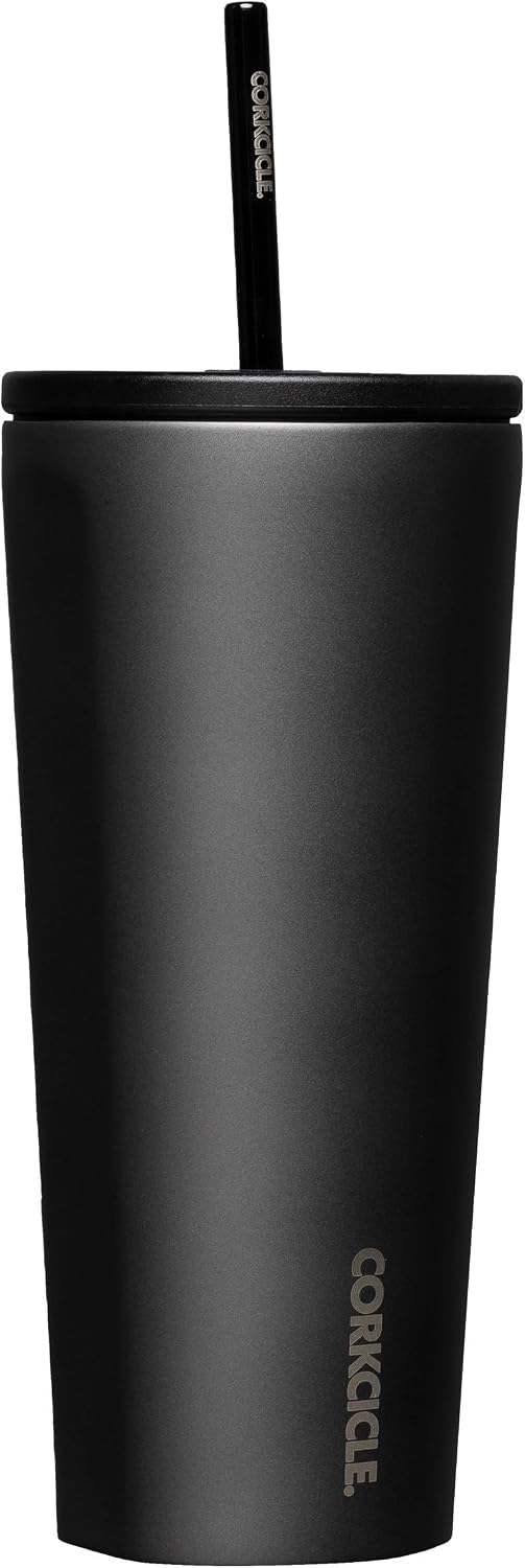 Cold Cup Insulated Tumbler - Stainless Steel Tumbler with Lid and Straw, Triple Insulated for Hot and Cold Drinks, Cupholder Friendly, BPA-Free - 24oz - Black Bows
