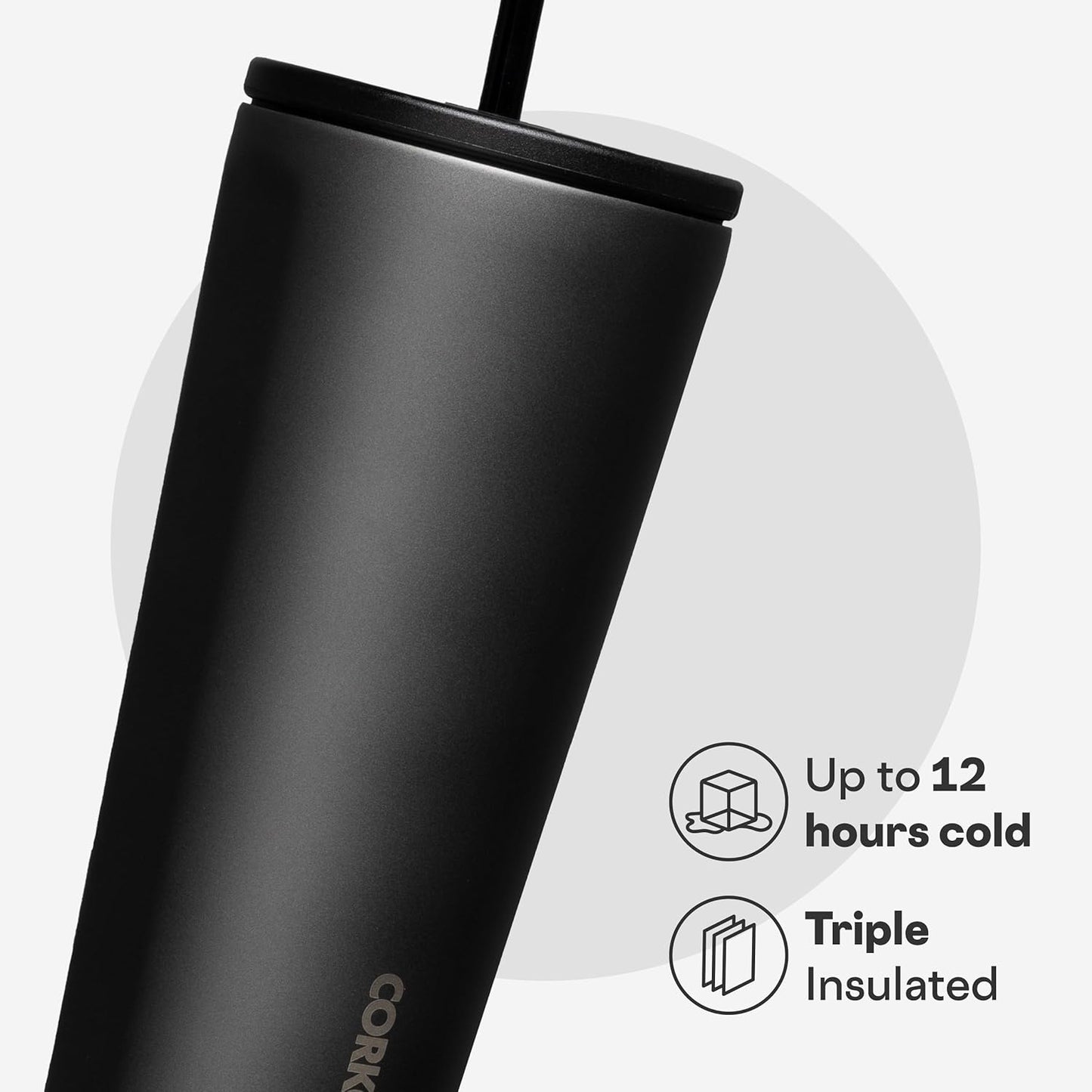 Cold Cup Insulated Tumbler - Stainless Steel Tumbler with Lid and Straw, Triple Insulated for Hot and Cold Drinks, Cupholder Friendly, BPA-Free - 24oz - Black Bows