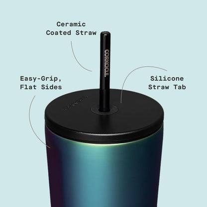 Cold Cup Insulated Tumbler - Stainless Steel Tumbler with Lid and Straw, Triple Insulated for Hot and Cold Drinks, Cupholder Friendly, BPA-Free - 24oz - Black Bows