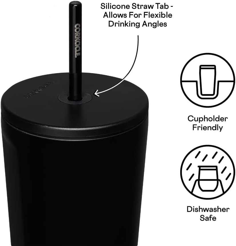 Cold Cup Insulated Tumbler - Stainless Steel Tumbler with Lid and Straw, Triple Insulated for Hot and Cold Drinks, Cupholder Friendly, BPA-Free - 24oz - Black Bows