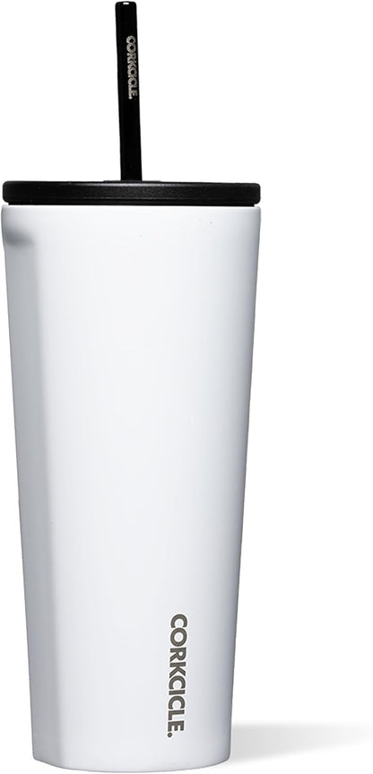 Cold Cup Insulated Tumbler - Stainless Steel Tumbler with Lid and Straw, Triple Insulated for Hot and Cold Drinks, Cupholder Friendly, BPA-Free - 24oz - Black Bows