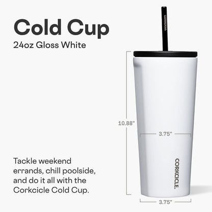 Cold Cup Insulated Tumbler - Stainless Steel Tumbler with Lid and Straw, Triple Insulated for Hot and Cold Drinks, Cupholder Friendly, BPA-Free - 24oz - Black Bows