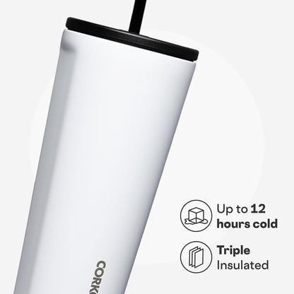 Cold Cup Insulated Tumbler - Stainless Steel Tumbler with Lid and Straw, Triple Insulated for Hot and Cold Drinks, Cupholder Friendly, BPA-Free - 24oz - Black Bows