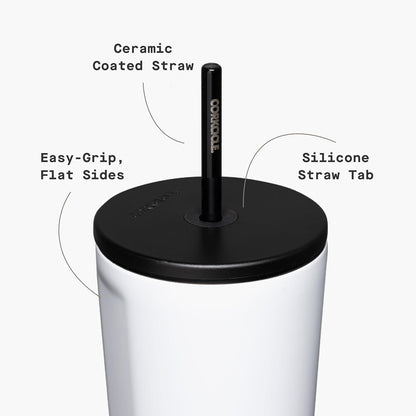 Cold Cup Insulated Tumbler - Stainless Steel Tumbler with Lid and Straw, Triple Insulated for Hot and Cold Drinks, Cupholder Friendly, BPA-Free - 24oz - Black Bows