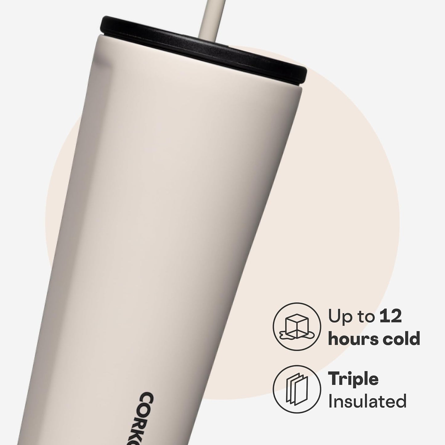 Cold Cup Insulated Tumbler - Stainless Steel Tumbler with Lid and Straw, Triple Insulated for Hot and Cold Drinks, Cupholder Friendly, BPA-Free - 24oz - Black Bows