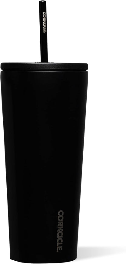 Cold Cup Insulated Tumbler - Stainless Steel Tumbler with Lid and Straw, Triple Insulated for Hot and Cold Drinks, Cupholder Friendly, BPA-Free - 24oz - Black Bows