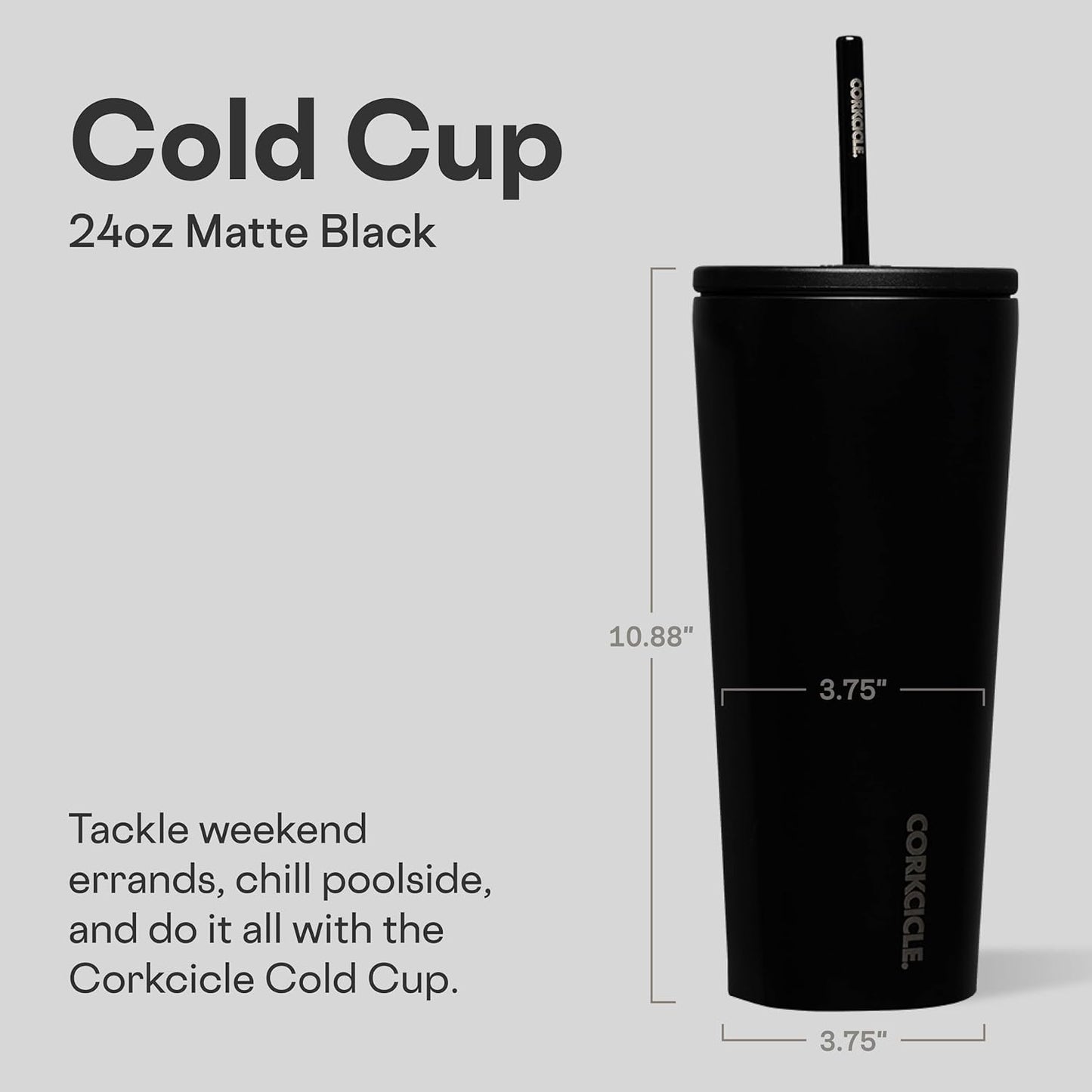 Cold Cup Insulated Tumbler - Stainless Steel Tumbler with Lid and Straw, Triple Insulated for Hot and Cold Drinks, Cupholder Friendly, BPA-Free - 24oz - Black Bows