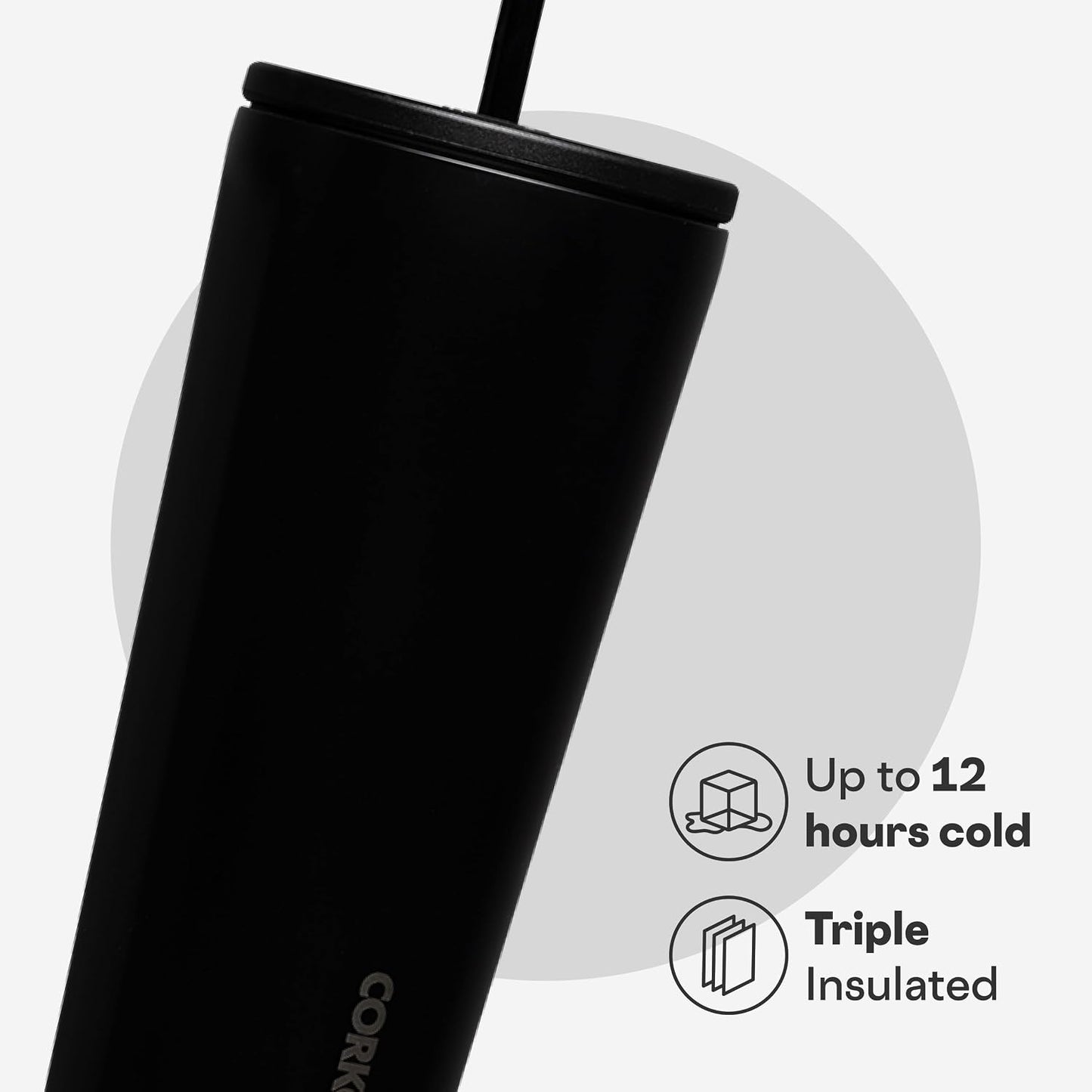Cold Cup Insulated Tumbler - Stainless Steel Tumbler with Lid and Straw, Triple Insulated for Hot and Cold Drinks, Cupholder Friendly, BPA-Free - 24oz - Black Bows