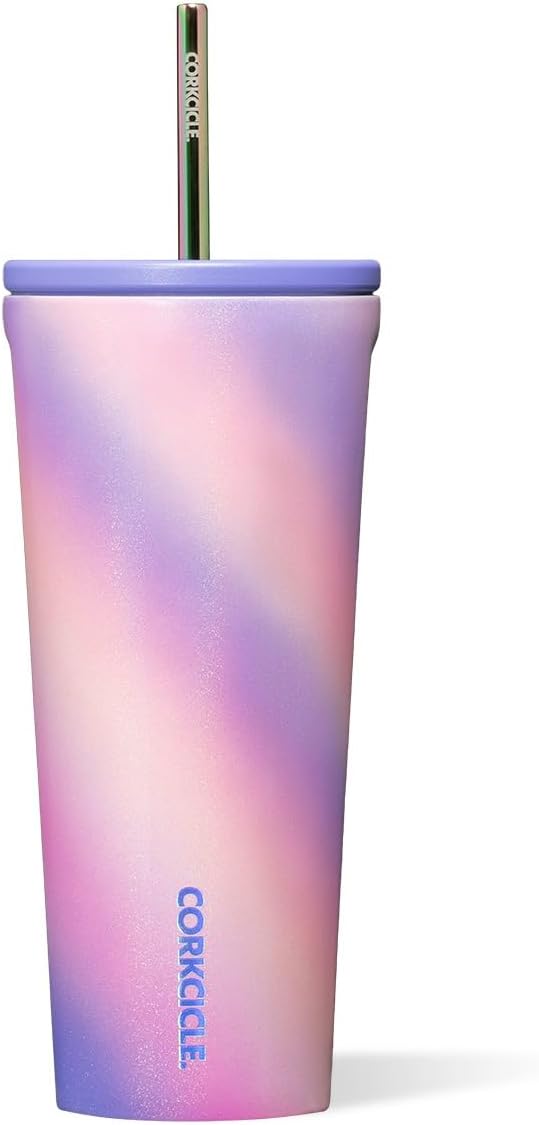 Cold Cup Insulated Tumbler - Stainless Steel Tumbler with Lid and Straw, Triple Insulated for Hot and Cold Drinks, Cupholder Friendly, BPA-Free - 24oz - Black Bows