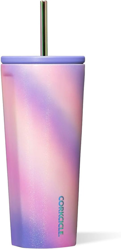 Cold Cup Insulated Tumbler - Stainless Steel Tumbler with Lid and Straw, Triple Insulated for Hot and Cold Drinks, Cupholder Friendly, BPA-Free - 24oz - Black Bows