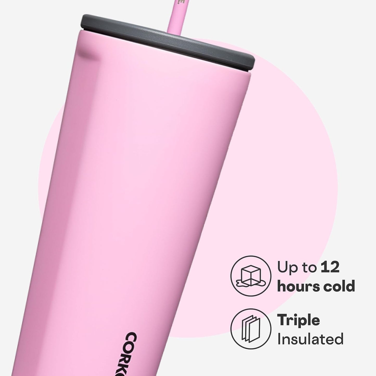 Cold Cup Insulated Tumbler - Stainless Steel Tumbler with Lid and Straw, Triple Insulated for Hot and Cold Drinks, Cupholder Friendly, BPA-Free - 24oz - Black Bows