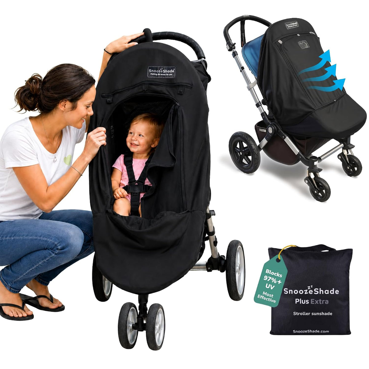 Plus Extra Stroller Sun Shade, Blackout and Sleep Aid UPF50+