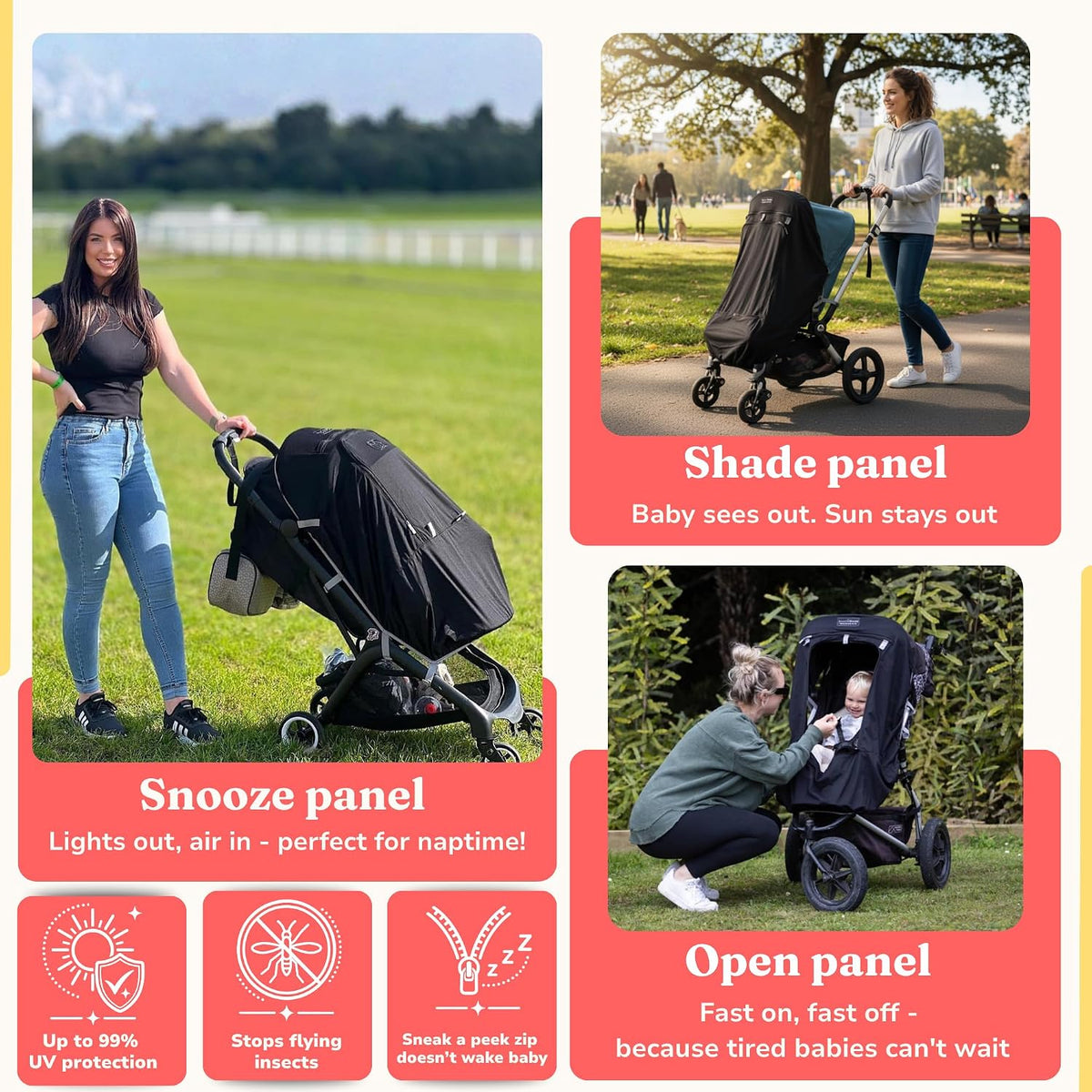 Plus Extra Stroller Sun Shade, Blackout and Sleep Aid UPF50+