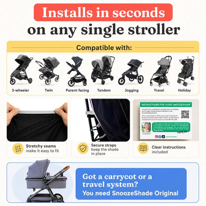 Plus Extra Stroller Sun Shade, Blackout and Sleep Aid UPF50+