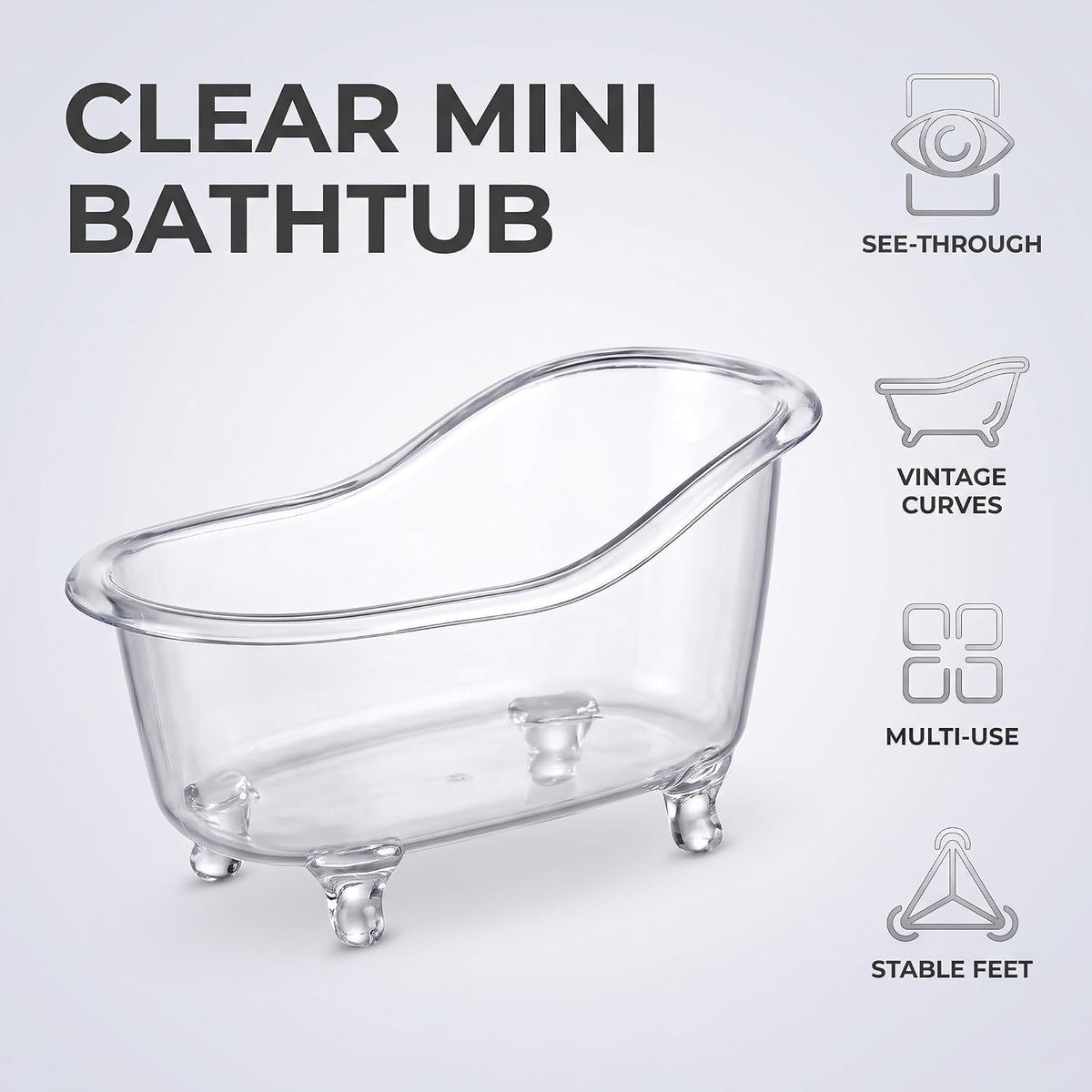 Clear Mini Bathtub Sundries Storage Box Jewelry Storage Box Makeup Organizer Container Desktop Storage,Clothing and Closet Storage Storage and Organization