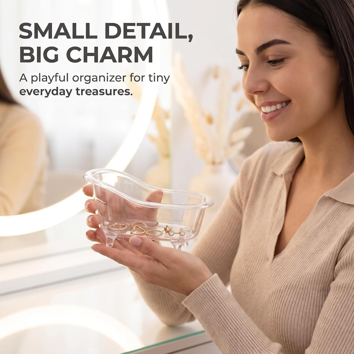 Clear Mini Bathtub Sundries Storage Box Jewelry Storage Box Makeup Organizer Container Desktop Storage,Clothing and Closet Storage Storage and Organization