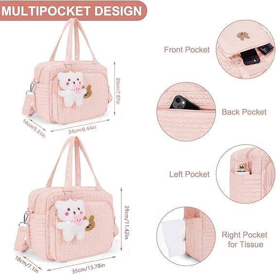 Baby Diaper Bag Tote, Mom Bag Crossbody Diaper Bags Baby Travel Bags for Girl Pañaleras Para Bebe (Pink, Large)